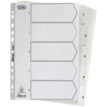 Elba STRONG-LINE REGISTER PP A4 HVID 1-5, HVID 100