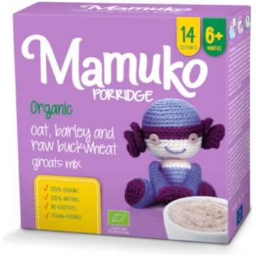 MAMUKO BIO auzu, zaļo griķu, miežu putra 240 g