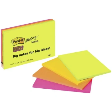 Post-It Sticky notes Super Sticky 152x101mm, assor