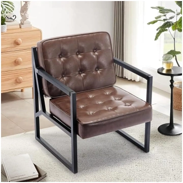 COLAMY Wingback Armchair, Living Room, Leather Acc