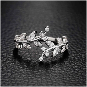 Huitan Fancy Leaf Design Adjustable Opening Rings