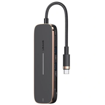 USAMS Adapter HUB 2xUSB + USB-C + HDMI + Micro SD+
