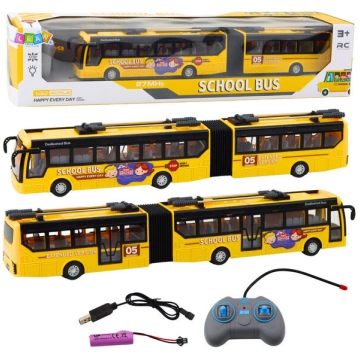 Skolas autobuss ar tālvadības pulti un gaismas efe