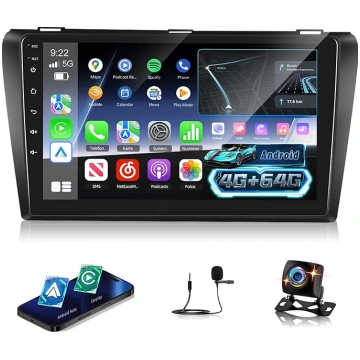 NHOPEEW 4+64G auto radio priekš Mazda 3 2003-2009