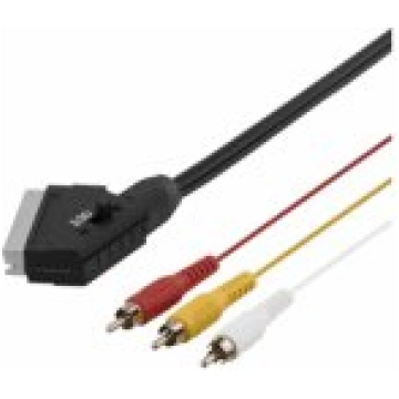 Deltaco Video cable SCART 3xRCA 2m black aksesuārs