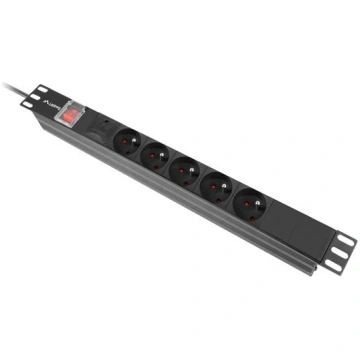PDU rack power strip 19 inch 1U 16A 5x230V 2m blac