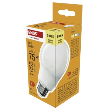 LED GLS A60 E27 11W 240V 1055lm 3000K spuldze EMOS