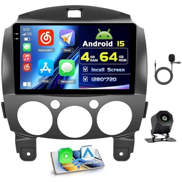 4+64G Android auto radio ar ekrānu priekš Mazda 2