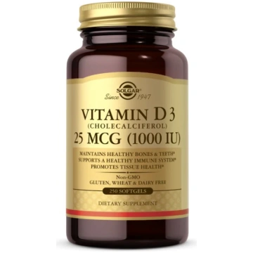 SOLGAR D3 vitamīns 1000 SV 25 mikrogrami (250 kaps