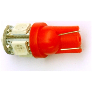 LED lampa 5d, W5W sarkana