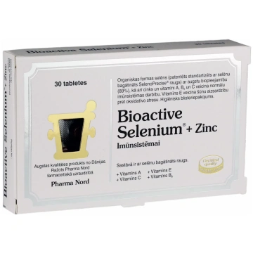 PHARMA NORD Selenium + Zinc tabletes, 30 gab
