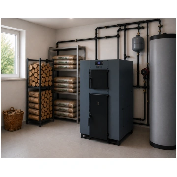 BioPellet COMBI 35 kW Tērauda katli granulu/malkas