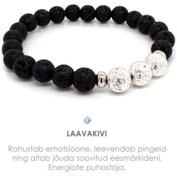 Lavas akmens rokassprādze, sudrabaina Pärlipesa