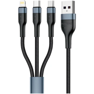 Kabel USB Foneng USB-A - USB-C + micro-B + Lightni