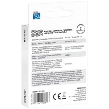 Tīkla adapteris Savio BT-070 Wi-Fi 6 / Bluetooth 5