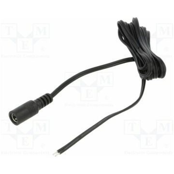 Cable; 2x0.5mm2; DC 5,5/2,1 socket; straight; blac