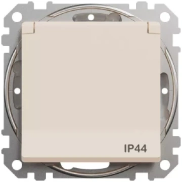 SEDNA Kontaktligzda 1-vietīga IP44 a/z un vāku bēš