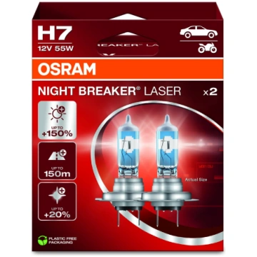 OSRAM NIGHT BREAKER LASER H7, +150% vairāk spilgtu