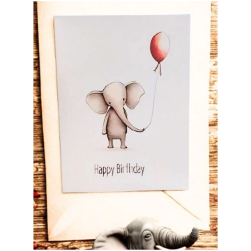 Apsveikuma kartiņa “Happy Birthday Zilonītis” ar a