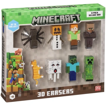 MINECRAFT 3D ERASERS - 8 PACK DELUXE BOX VER.B | M