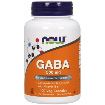 NOW Foods GABA ar B6 vitamīnu, 500 mg - 100 kapsul
