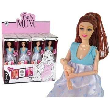 Grūtniece lelle ar bērniņu zila kleita Lean Toys