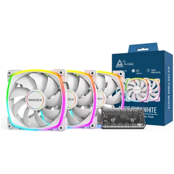 Montech AX120 PWM ARGB Fan, 3-pack, 120mm, White