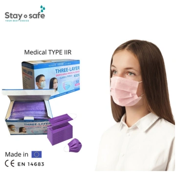 Vienreizlietojamās sejas maskas bērniem, 3 kārtās,