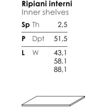 RIPIANO SP 2,5 CM INTERNO ARMADIO BATTENTE VOLO 20