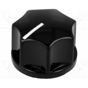 Knob; with pointer; bakelite; Øshaft: 6.35mm; Ø19x
