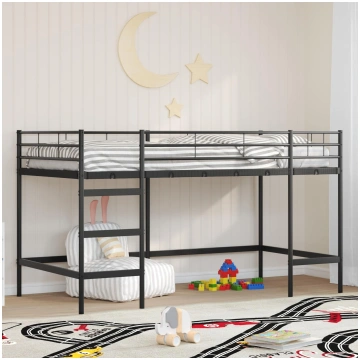 Bērnu loft gultas rāmjis melna 80 x 201 cm