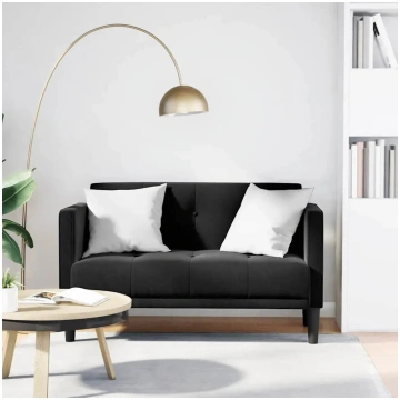 VidaXL divvietīgs dīvāns 111 cm melns samts