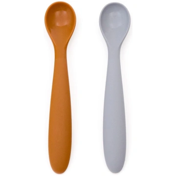 Gaiši zilas/oranžas plastmasas/silikona karotes bē