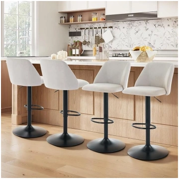 COLAMY Set of 4 Bar Stools with Backrest & 360° Sw