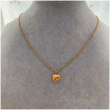 Gold Heart Mini Initial Locket Necklace