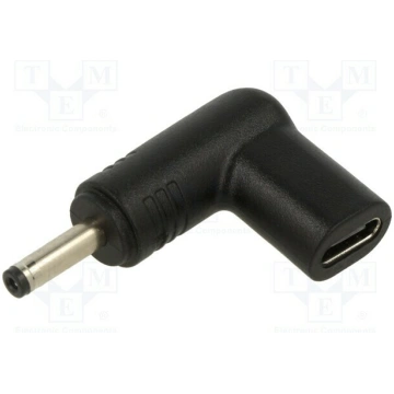 Adapter; USB C socket,DC 3,5/1,35 plug; black; ang