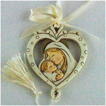 Icona cuore appendino Madonna con bambino