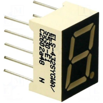 Display: LED | 7-segment | 10mm | No.char: 1 | yel
