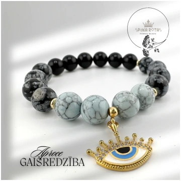 Hovlīta un obsidiāna aproce "Gaišredzība”. PowerBe