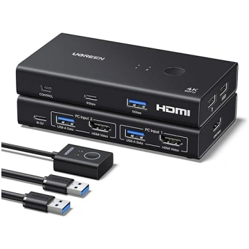 UGREEN HDMI KVM komutators ar USB adapteri (3 x US
