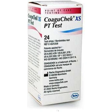 Teststrēmeles CoaguChek XS PT Iepakojumā 24 gab