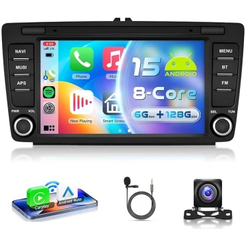 8 Core 6G + 128G Auto Radio Android 15 priekš Skod