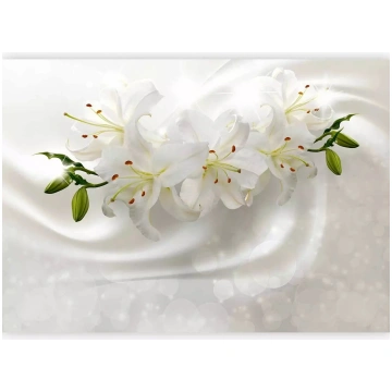 Fototapetes ar baltam lilijām - Romantisks mirdzum