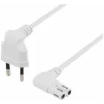 Deltaco Power cable angled CEE 7/ 16 IEC C7 3m Whi