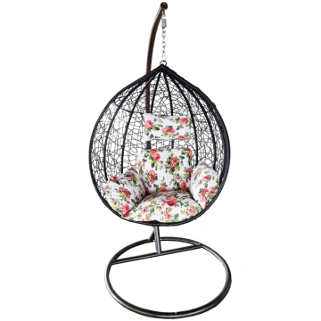 BESK Šūpuļkrēsls ar spilvenu, 95cm melns