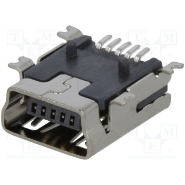 Connector: USB B mini; socket; on PCBs; SMT; PIN: 