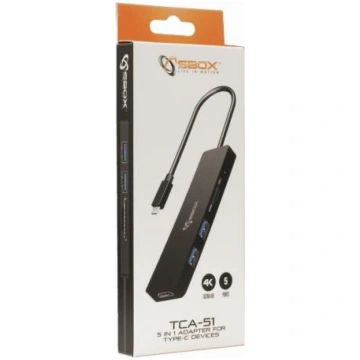 Adapters Sbox TCA-51 USB Type-C->HDMI/USB-3.0/SD+T
