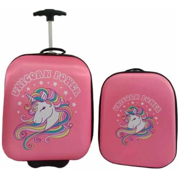 Bērnu koferis, ar mugursomu Marko Unicorn, rozā kr