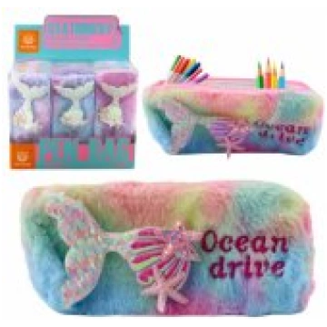 LEAN Plush pencil case with mermaid tail, sequins,