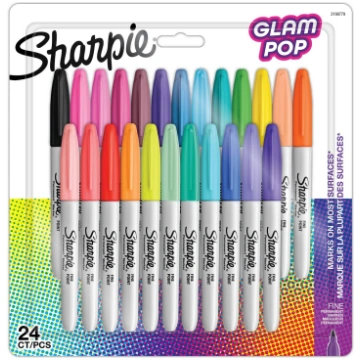 Sharpie Fine Glam Pop permanentie marķieri 24 krās